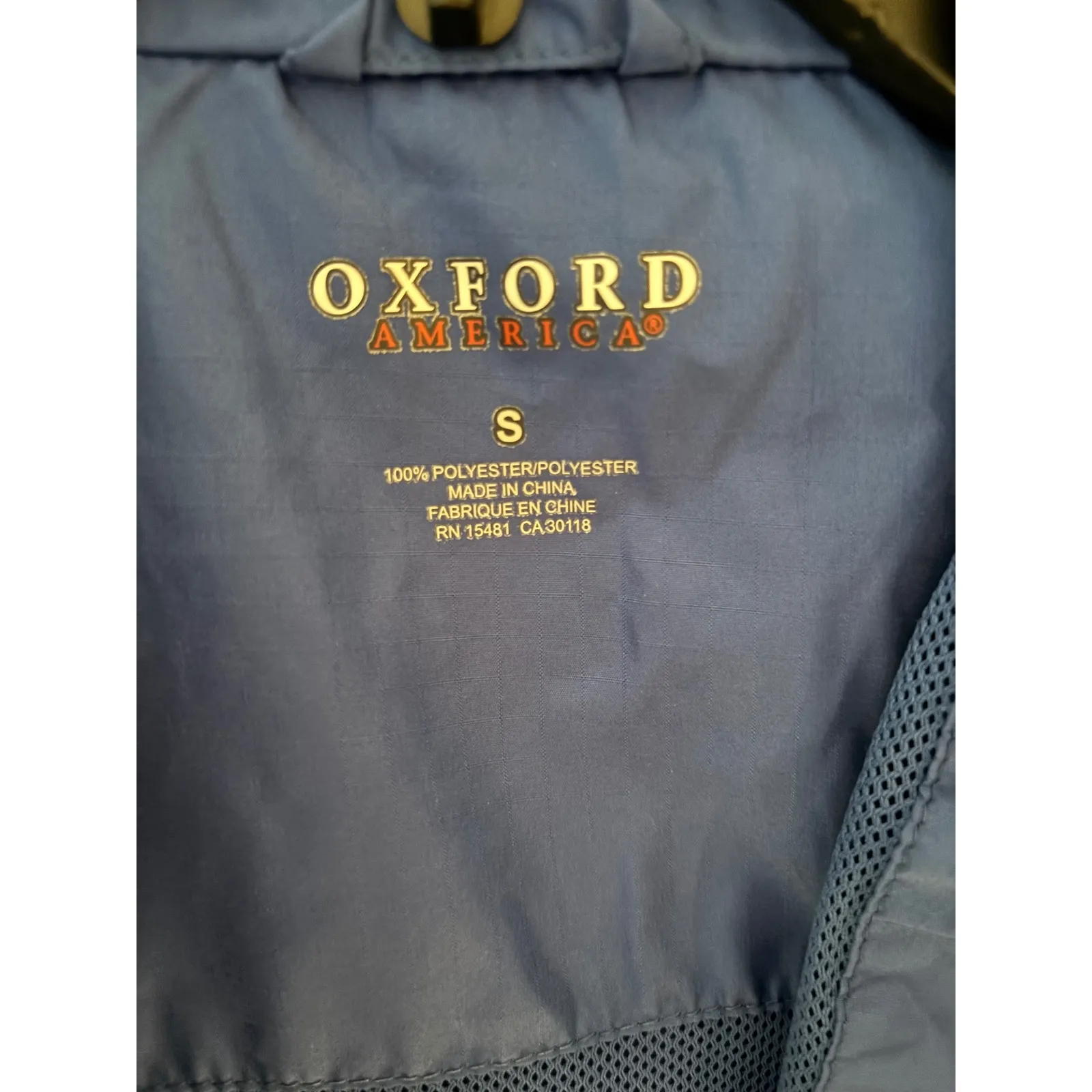 Oxford America Blue Zip Up Lightweight‎ Windbreaker Jacket Women's Size S - Image 3