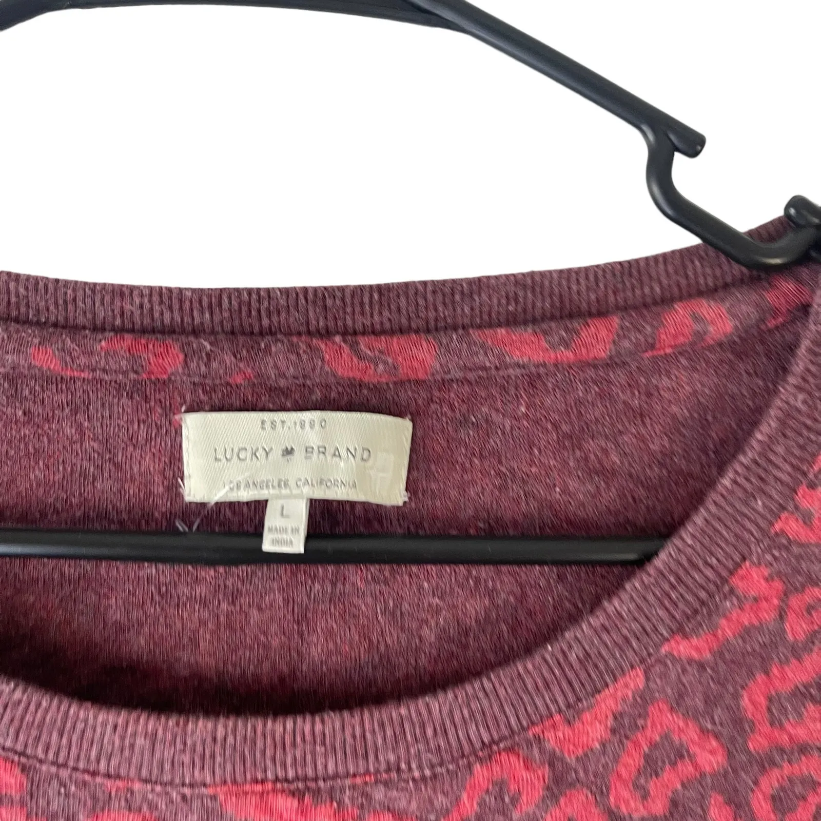 Lucky Brand Women's Size Large Red Pink Cheetah‎ Print Sweatshirt - Image 5