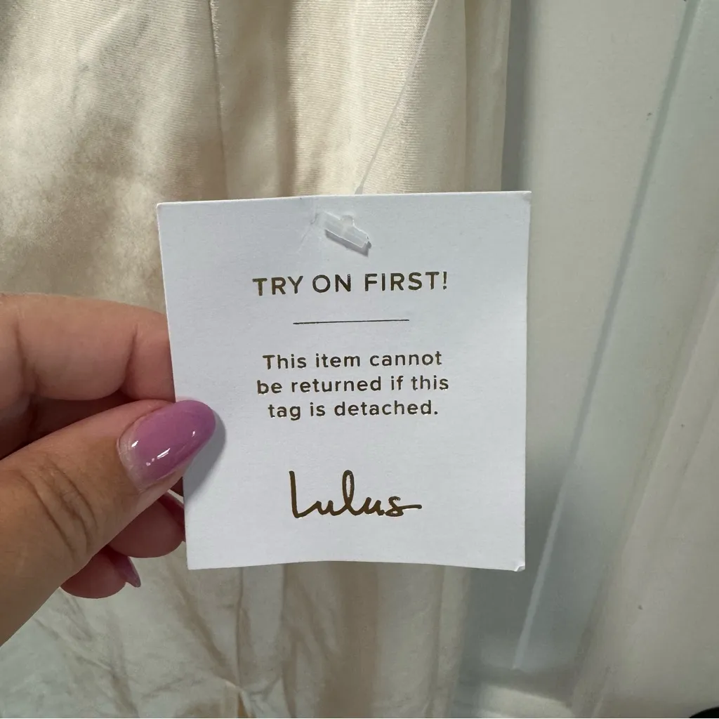 Lulus Start of Forever NWT size Medium Ivory Satin‎ Halter Mermaid Maxi Dress - Image 4