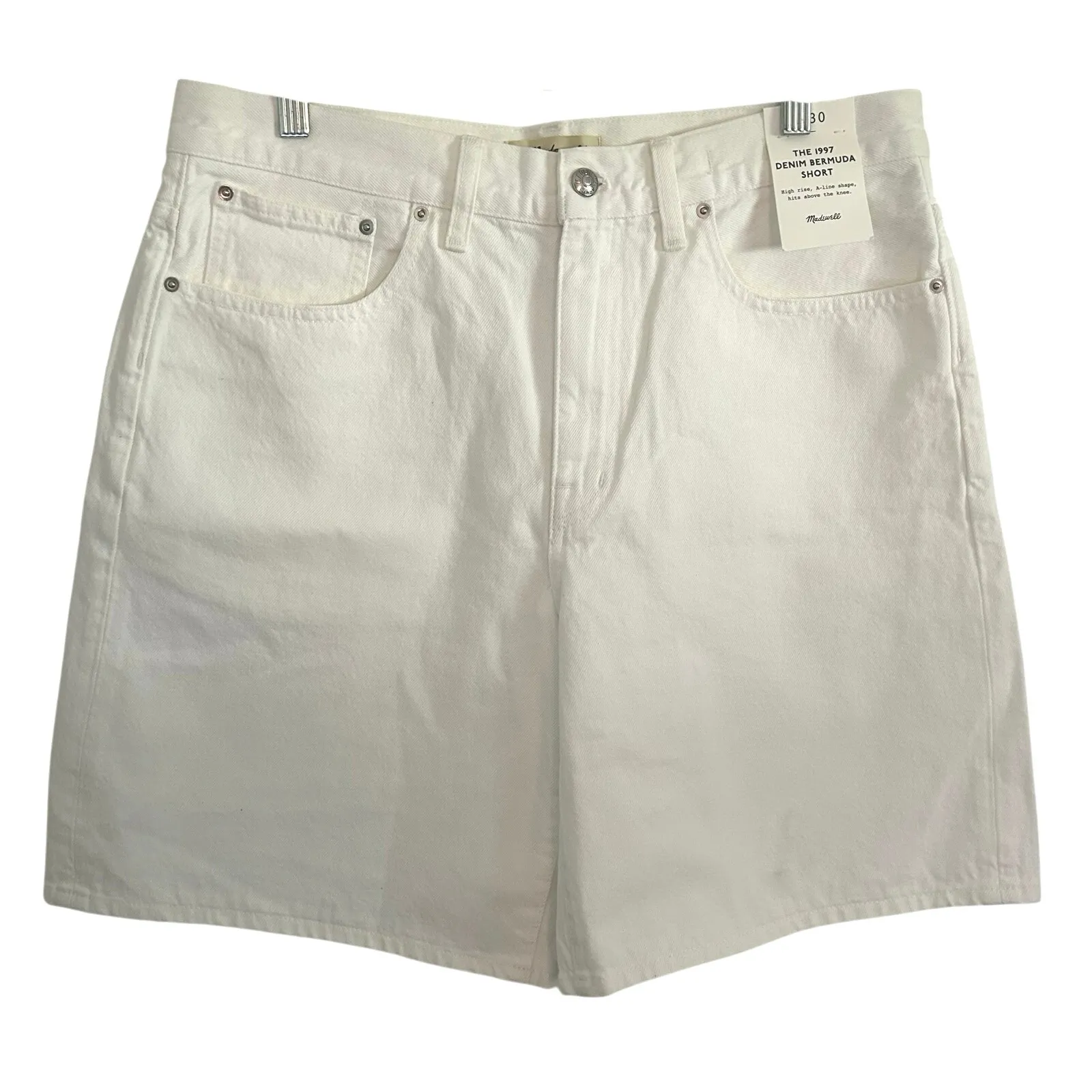 Madewell Women's The 1997 White Denim A-Line Jean Shorts 30 New - Image 2