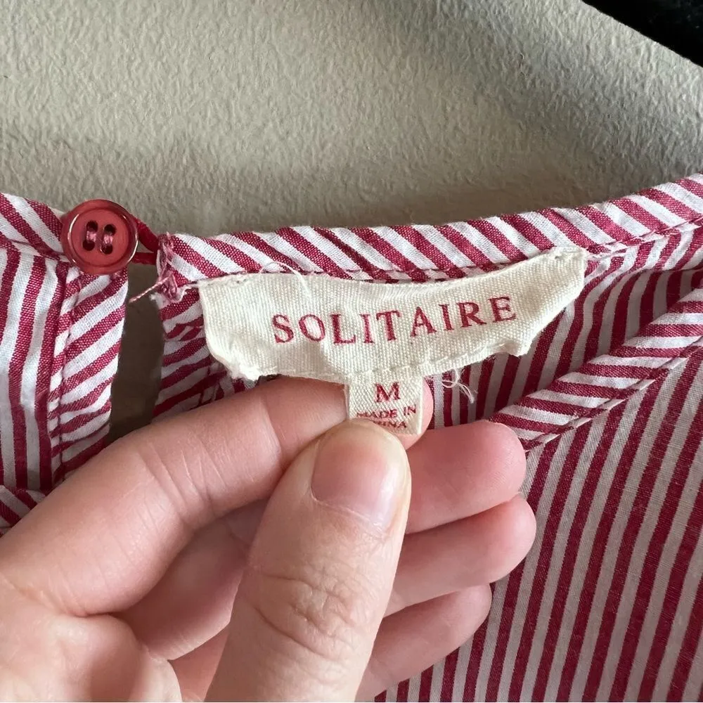✨ Solitaire Women’s Red White Striped Bell Sleeve Top Medium - Image 3