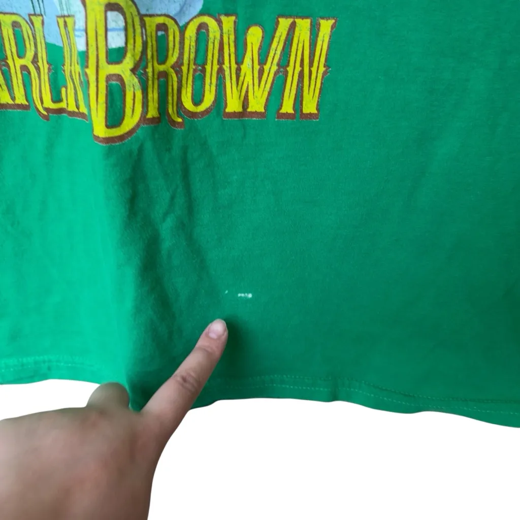 Peanuts Merry Christmas Festive Charlie Brown Green Graphic Tee Shirt Size M - Image 6