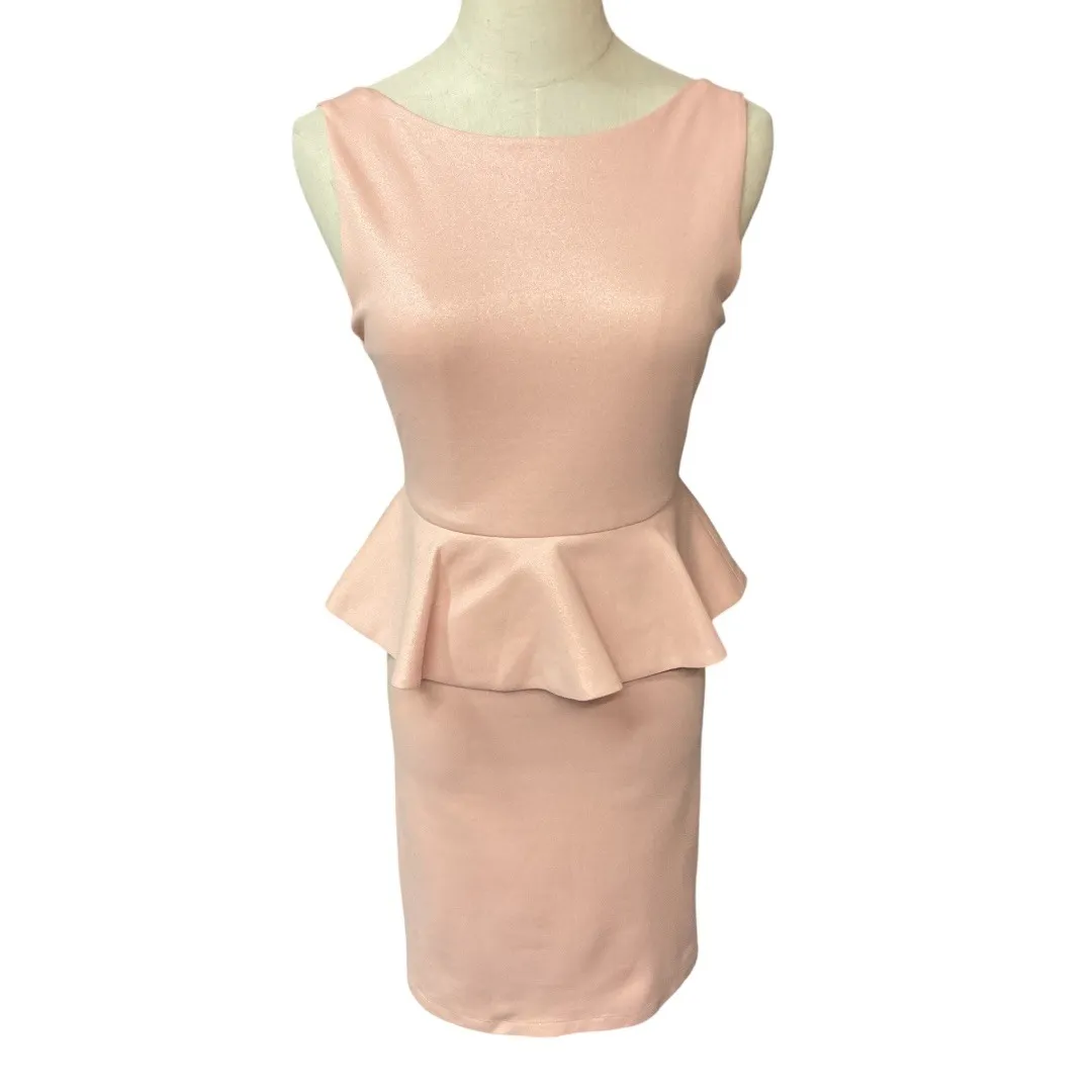 Alice + Olivia Sleeveless Tracey Shimmer Peplum Mini Dress‎ Pink Size 0 - Image 3