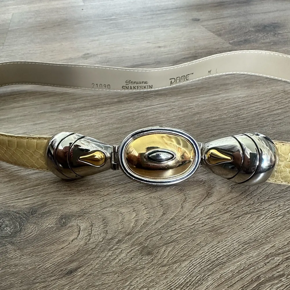 Vintage Dame Snakeskin Belt Yellow - Image 11