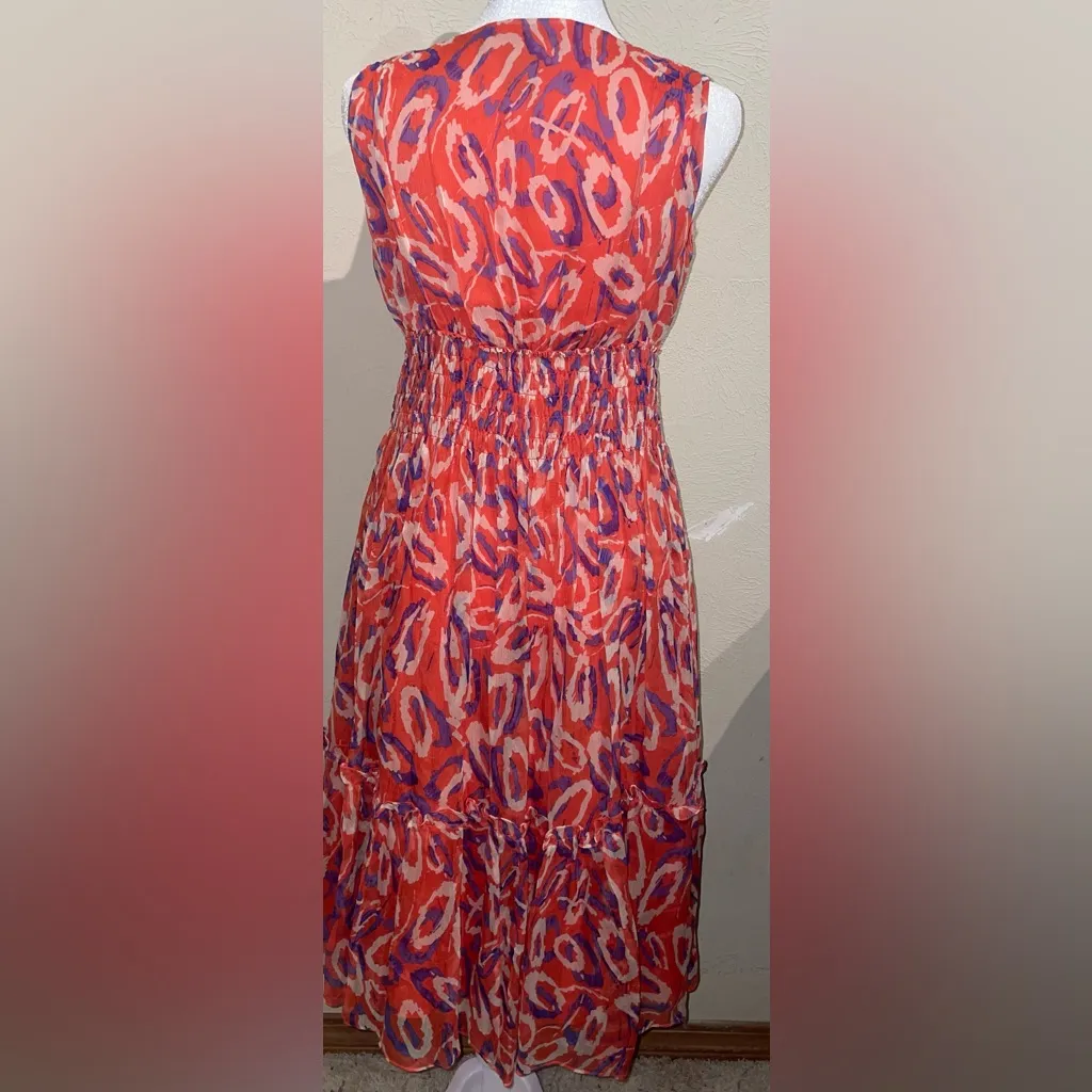Diane Von Furstenberg DVF for Neiman Marcus Women’s Size 2 Silk Coral Dress Midi - Image 4