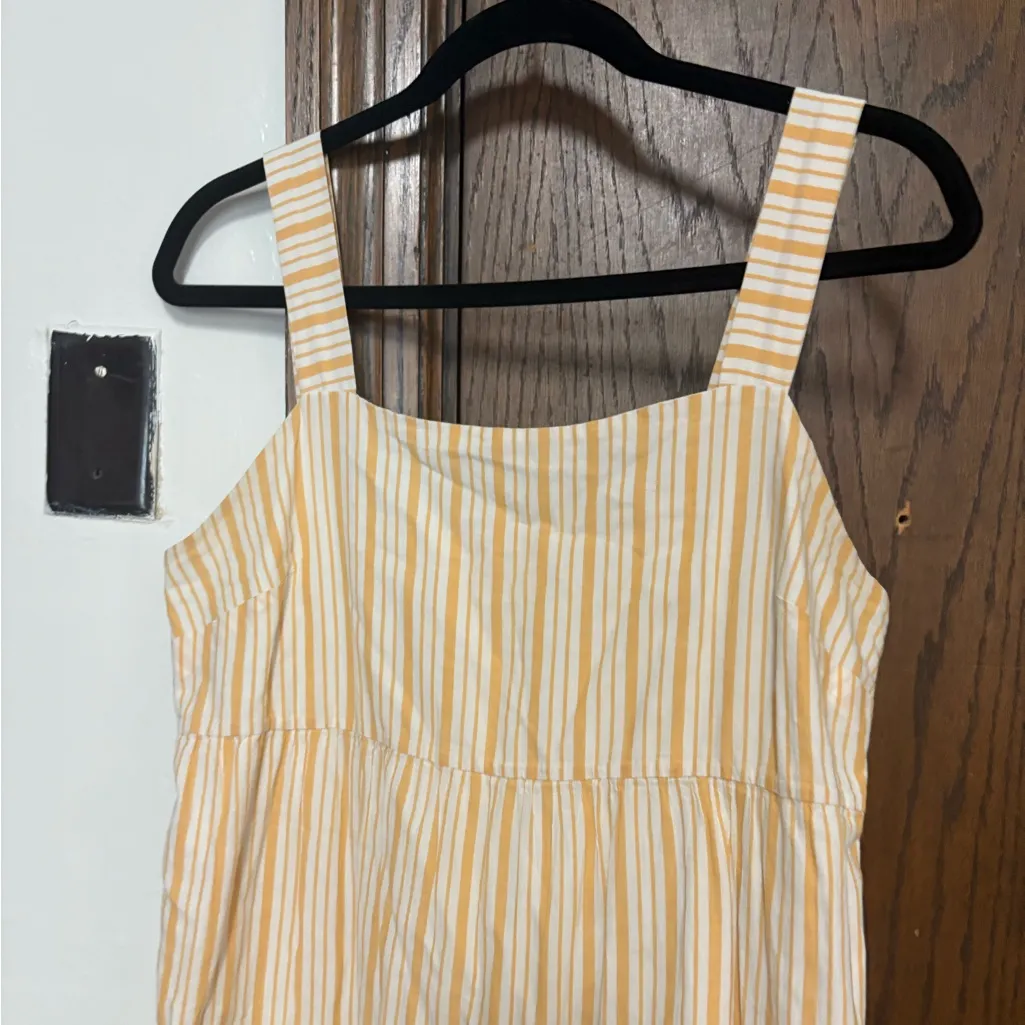 Madewell Striped Button-Back Tiered Midi bohemian summer Dress Yellow size 6 - Image 7