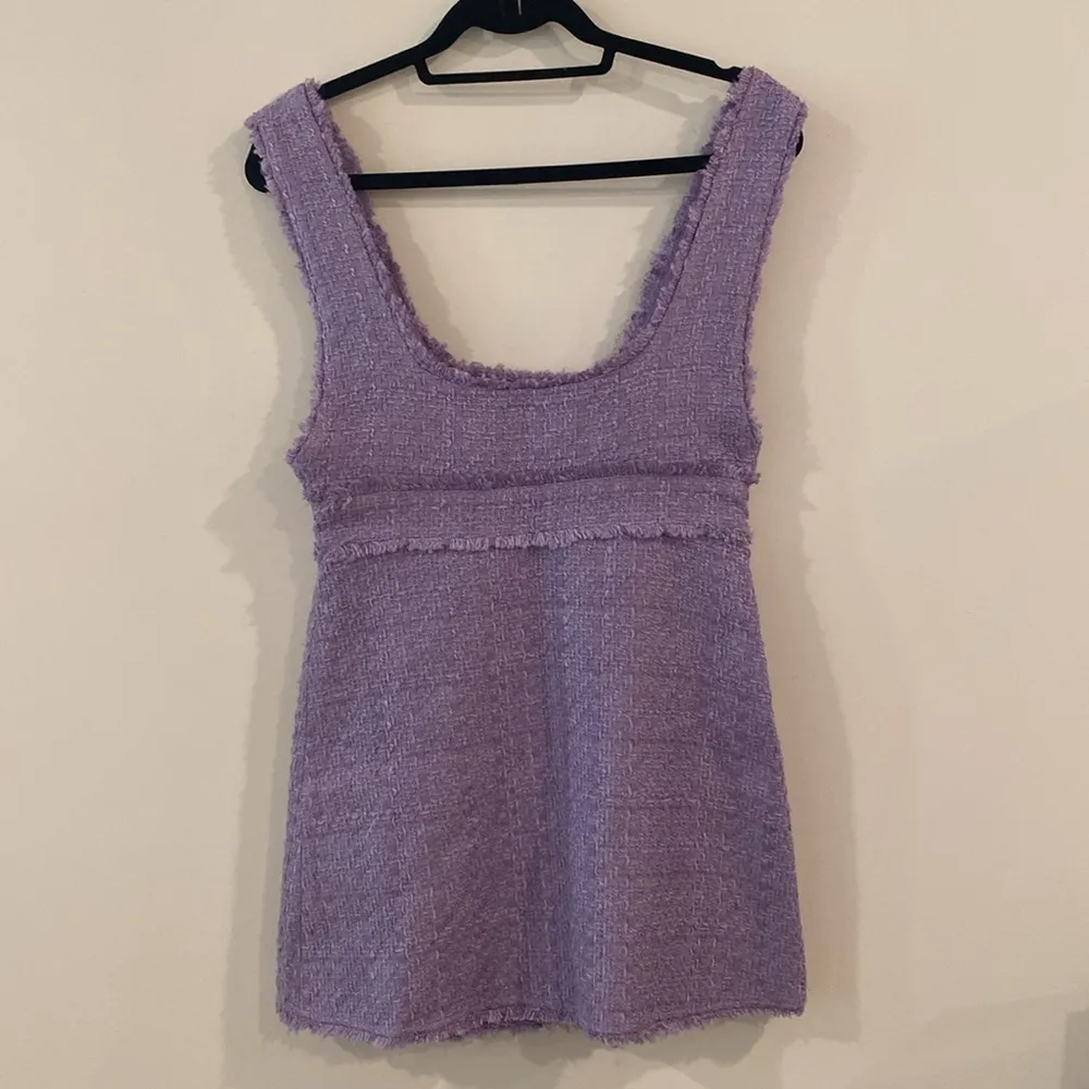 Zara Purple Tweed Double Breasted Rhinestone Button Dress Size Small - Image 5