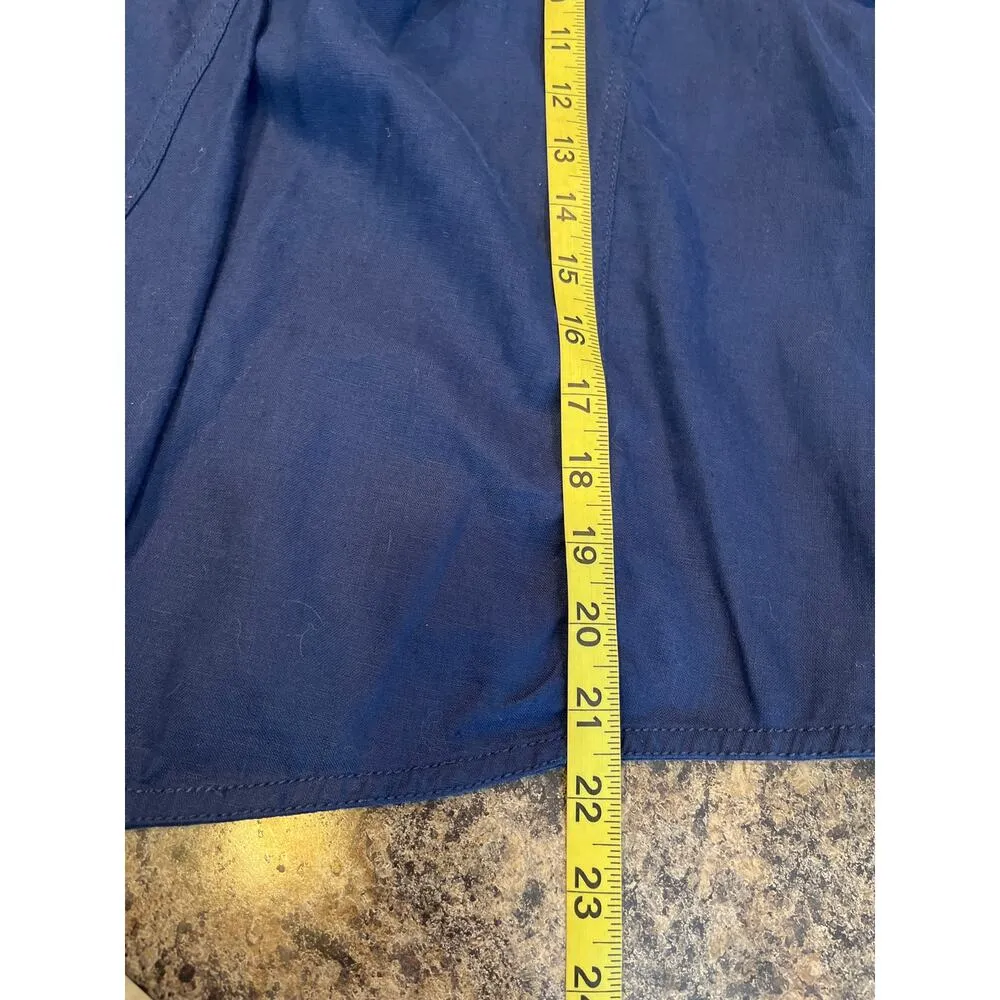 Chicos Medium Chicos Size 1 Open Front Ruched Sleeve Blue Lace Back Shirt Linen? - Image 8