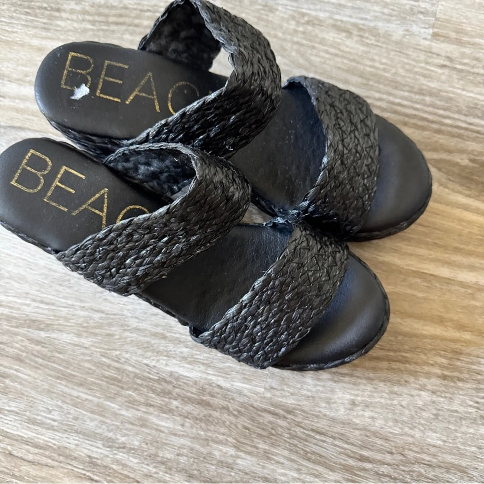 Matisse Beach Braided Raffia Platform Sandals Womens 10 Beachy Summer Chunky Black - Image 3