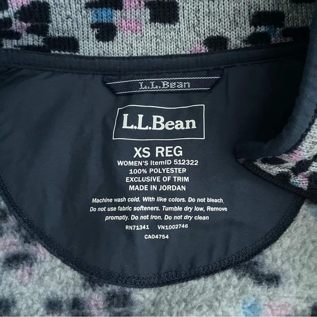 L.L. Bean Women's XS Regular Blue Grey Purple Fleece Full Zip Up Sweater Size XS - Image 3