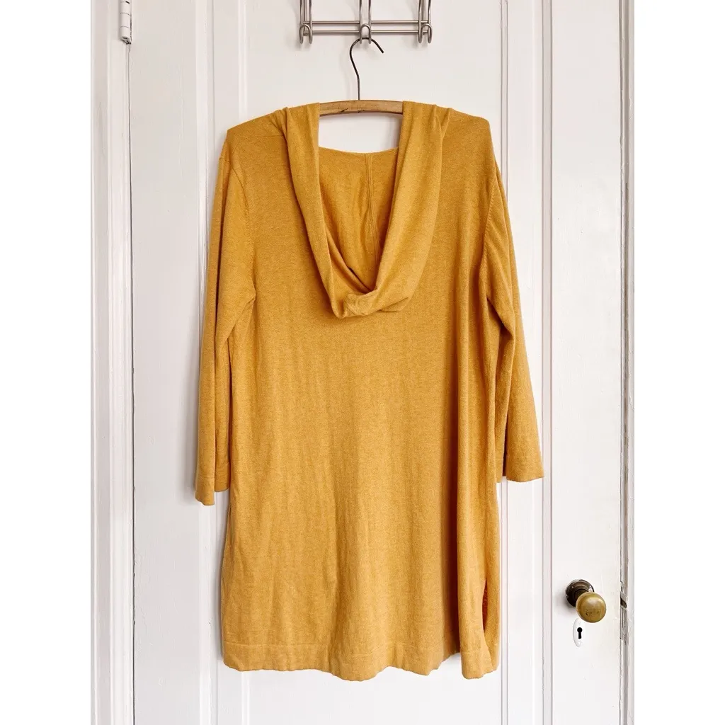 Eileen Fisher • Cashmere Blend Tunic Sweater hooded hoodie mustard yellow knit - Image 7