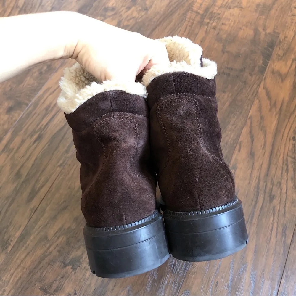 Aquatalia • Lynne waterproof suede bootie faux fur trim ankle boot lace up - Image 10