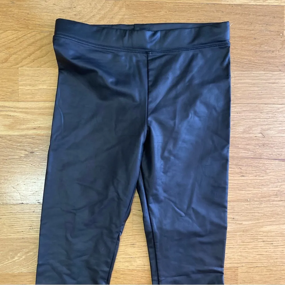 Aqua Black NEW Vegan Leather Preppy Goth Granola Coastal Leggings S - Image 4