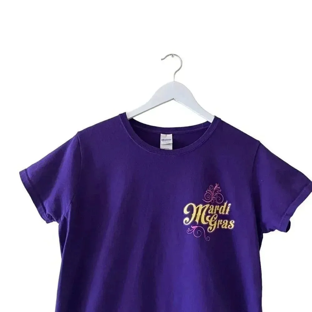 Gildan Women’s Heavy Cotton Mardi Gras Hair Don’t Care Purple Crewneck Short Sle - Image 4