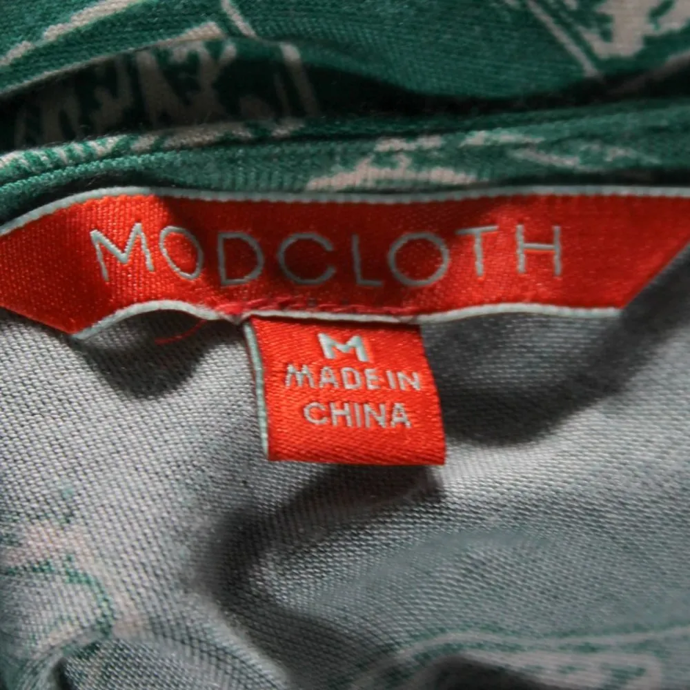 Teal Mod Cloth Camera Dress Long Sleeve Babydoll Midi Dress - Image 9