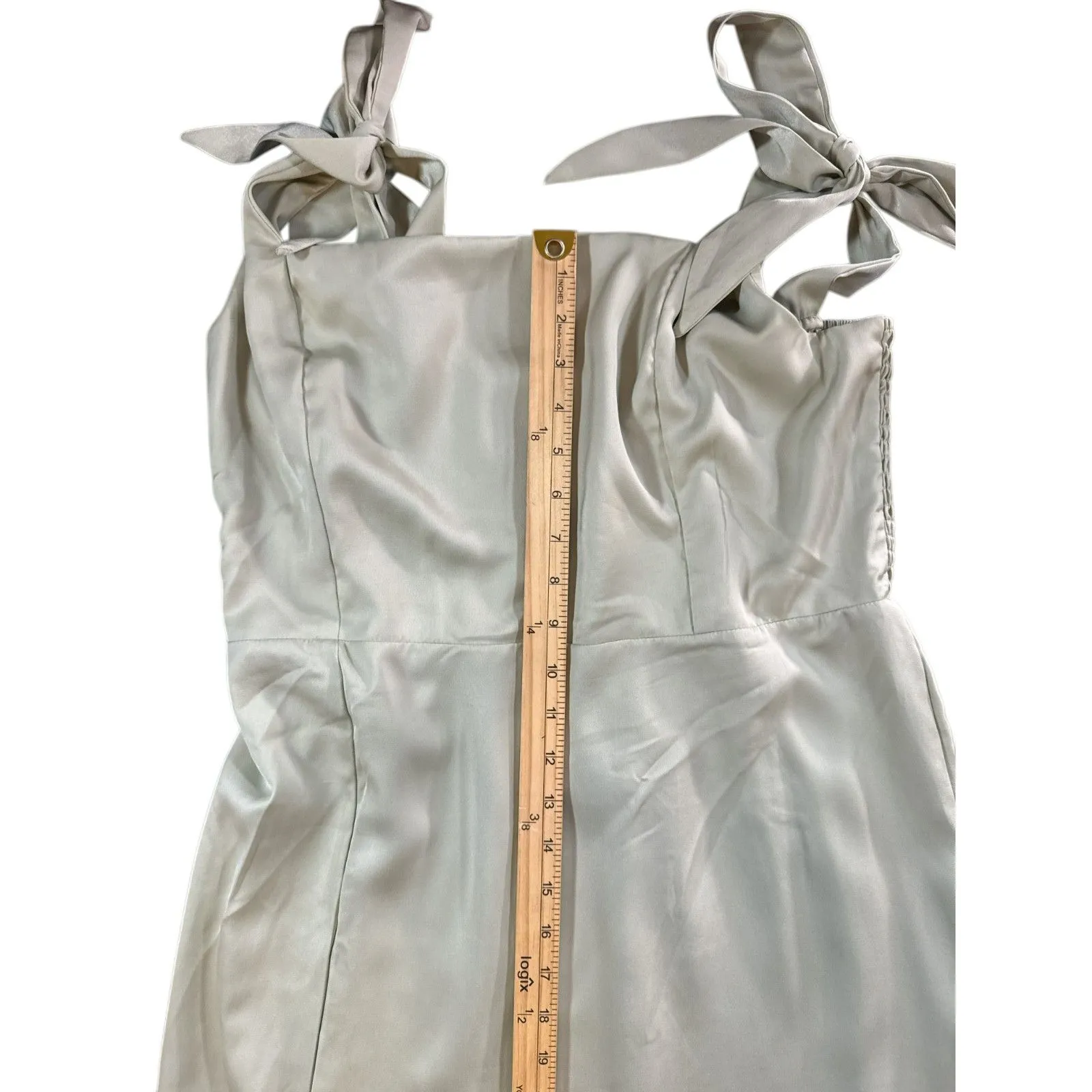 Satin Tea Green Maxi Dress Size L - Image 6