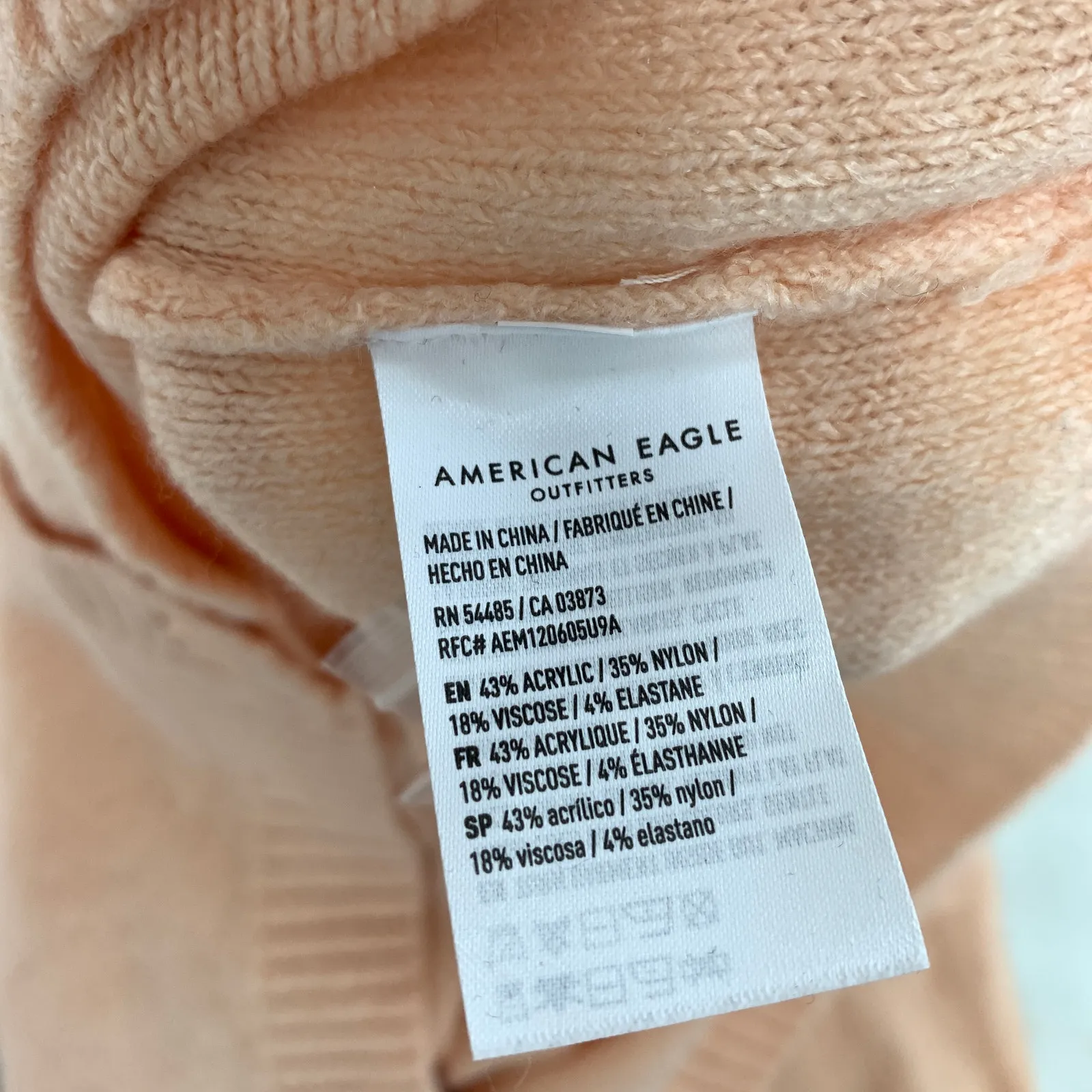 NWT American Eagle Cropped Boxy Button Front Cardigan Sweater Peach Size Medium - Image 6