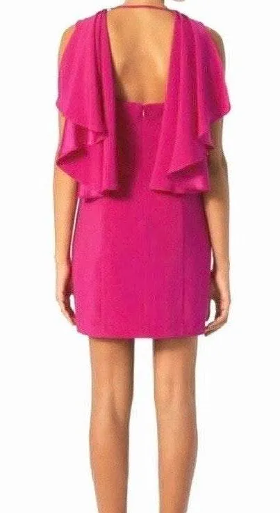 Intermix Hot Pink Caped Mini Cocktail Dress - Image 2
