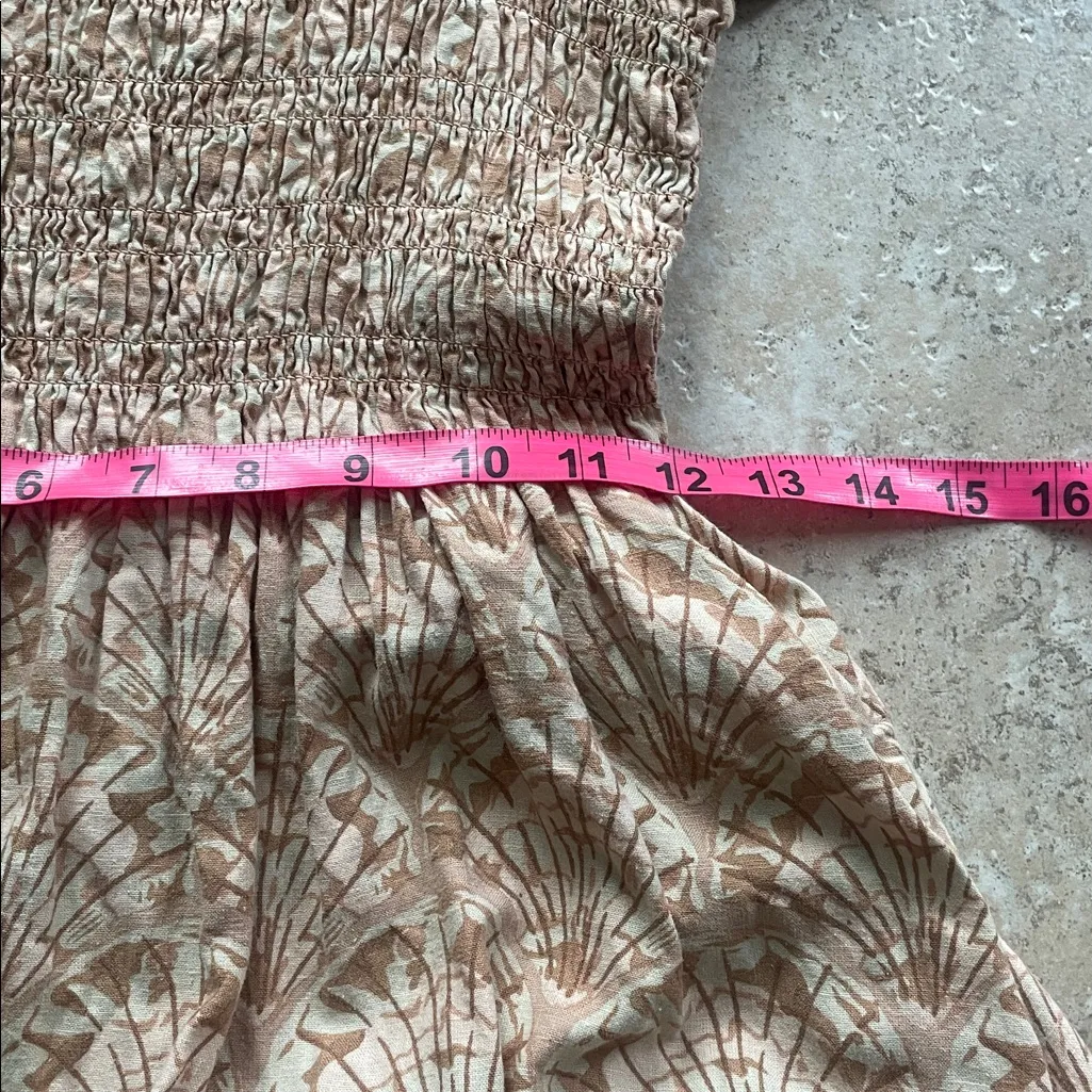 Madewell Linen-Blend Lucie Smocked Tank Mini Dress Painted Seashells Tawny Sand - Image 13