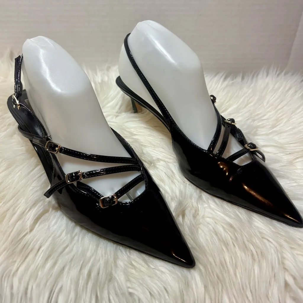 STEVE MADDEN Liana Black Patent Slingback Heels - Image 4