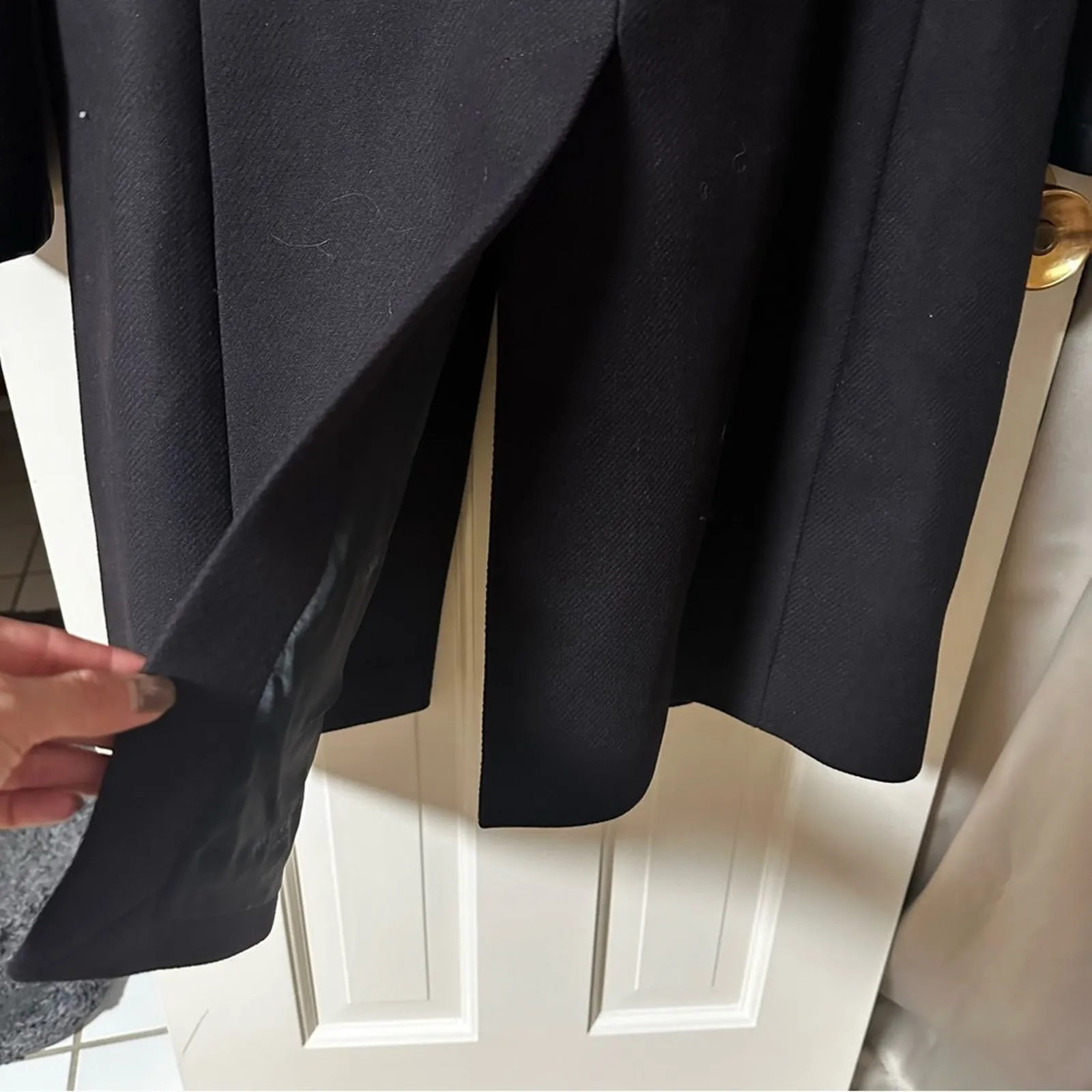 Burberry Wool Cashmere Blend Leather Trim Tailored Coat Women US2 - Image 11