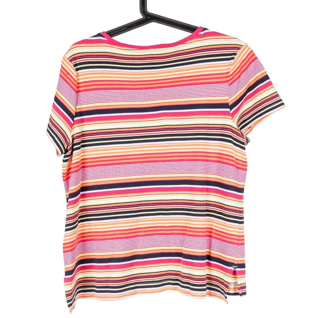 Westbound Striped TShirt PL L Petite Pink Orange White Short Sleeve Basic Staple - Image 5