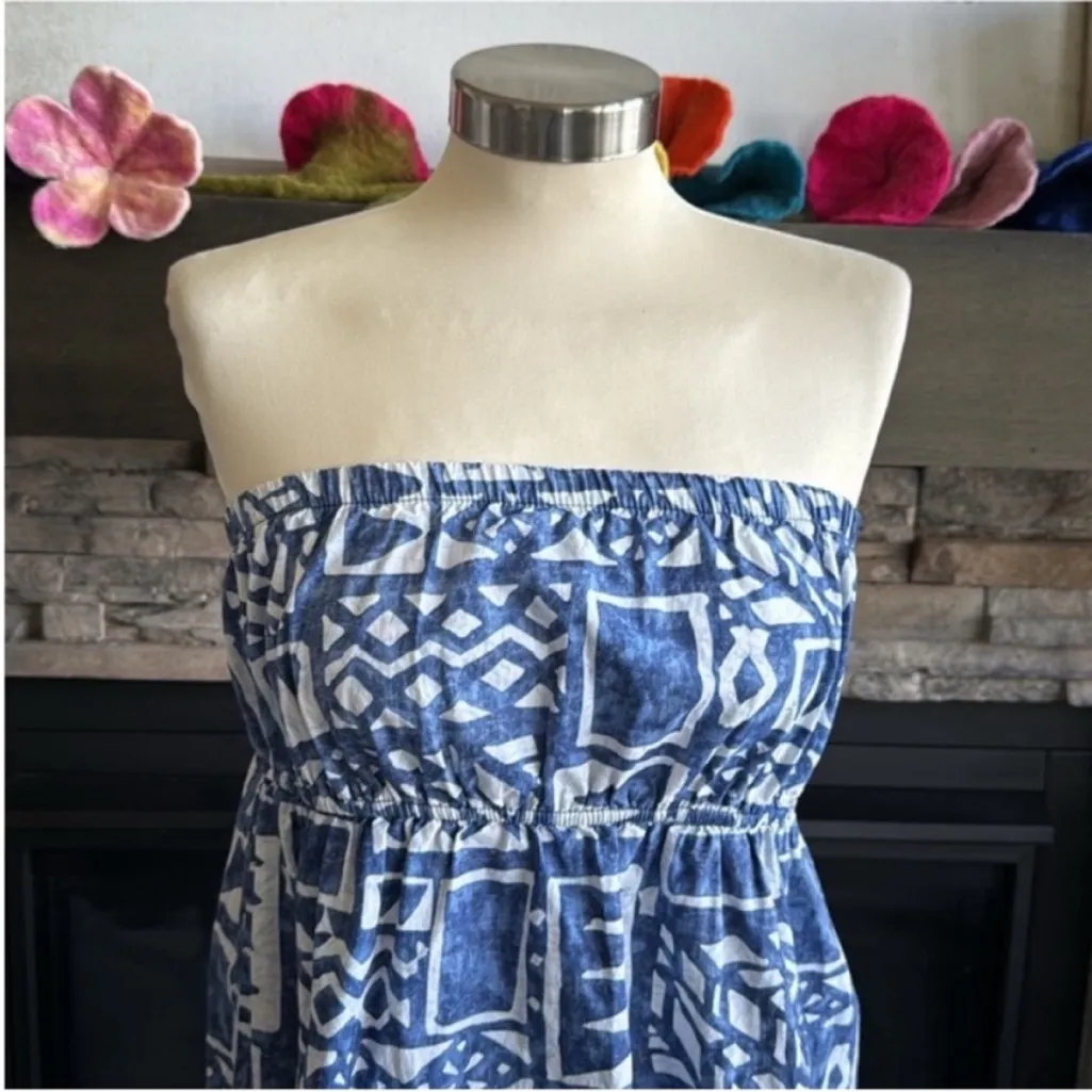 Reyn Spooner Blue Geometric Strapless Top Size L - Image 4