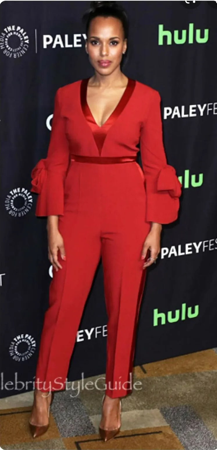 ROKSANDA Florent‎ Bow Sleeve Stretch Crepe Jumpsuit Red 12 ASO Kerry Washington - Image 2