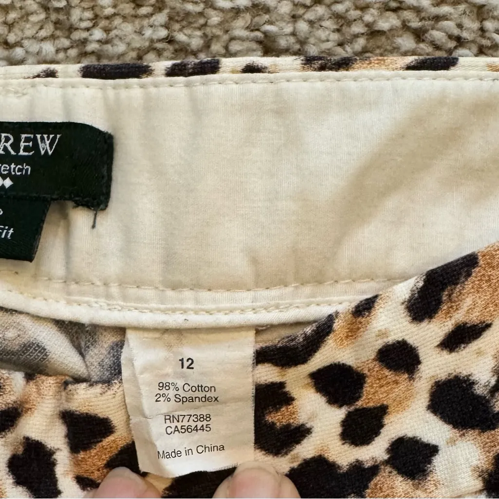 J.Crew Leopard / Jaguar Print Stretch City Fit Pants Size 12 Ankle Length Cougar - Image 10