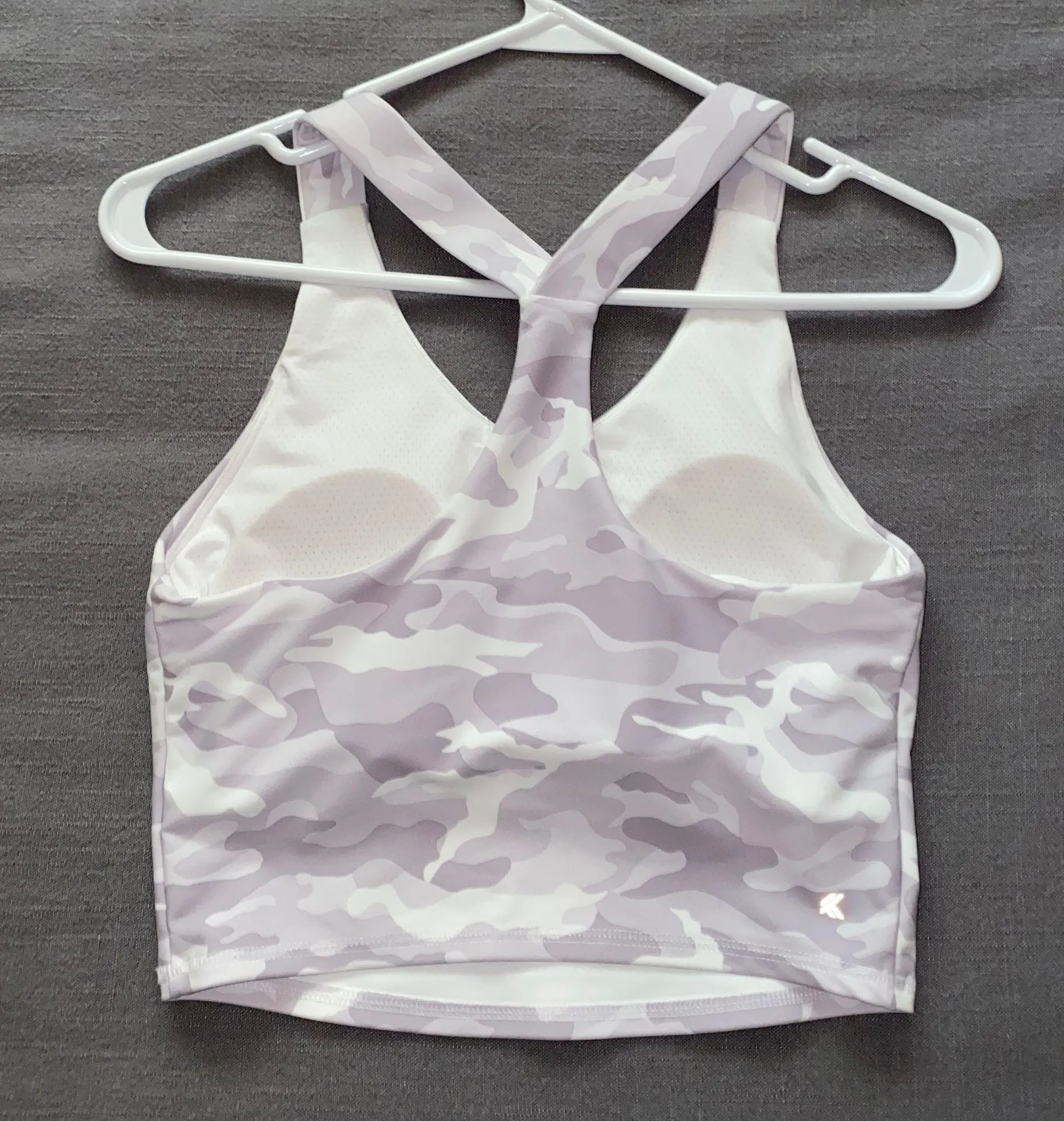 White Camo Workout Crop Top - Image 2