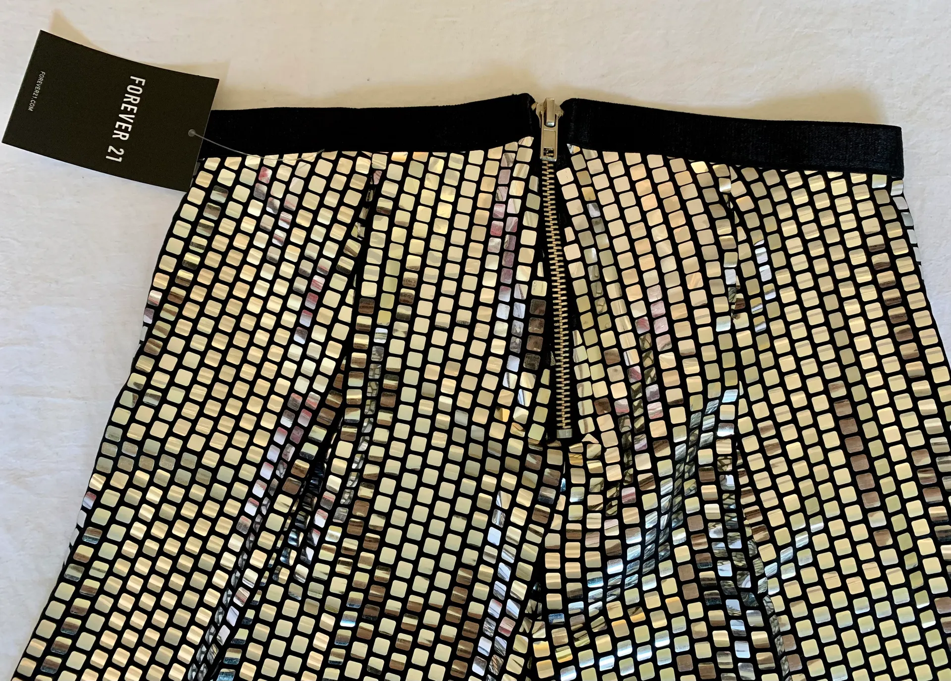 Forever 21 Black & Silver Metallic Skinny Leggings  - Image 4