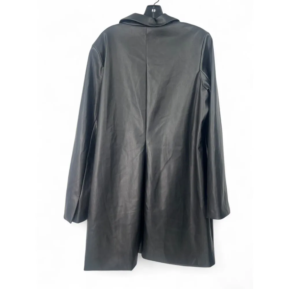 ABERCROMBIE & FITCH XL Blazer Dress Jacket Faux Leather Oversized Women's Black - Image 5