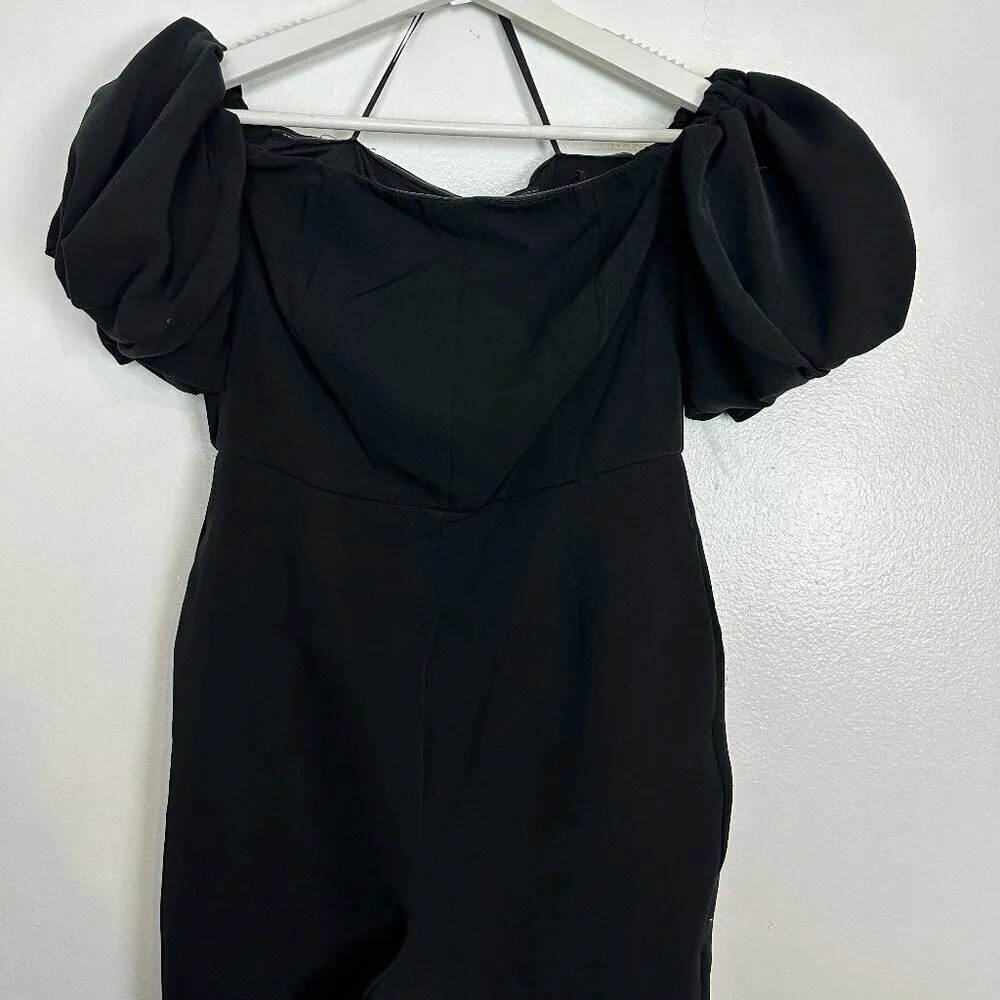 SAM EDELMAN Square Neck Puff Sleeve Jumpsuit in Black Size US 0 - Image 6