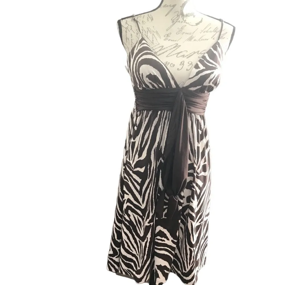 APNY Brown and White Zebra Striped Mini Dress Medium - Image 2