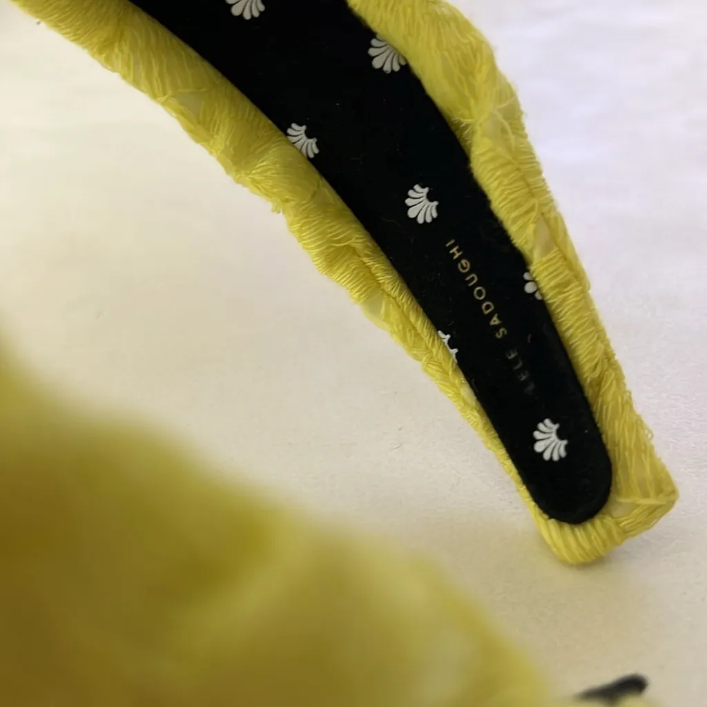 Lele Sadoughi Yellow Veronica Brocade Eyelet Floral Headband (Rare) - Image 4