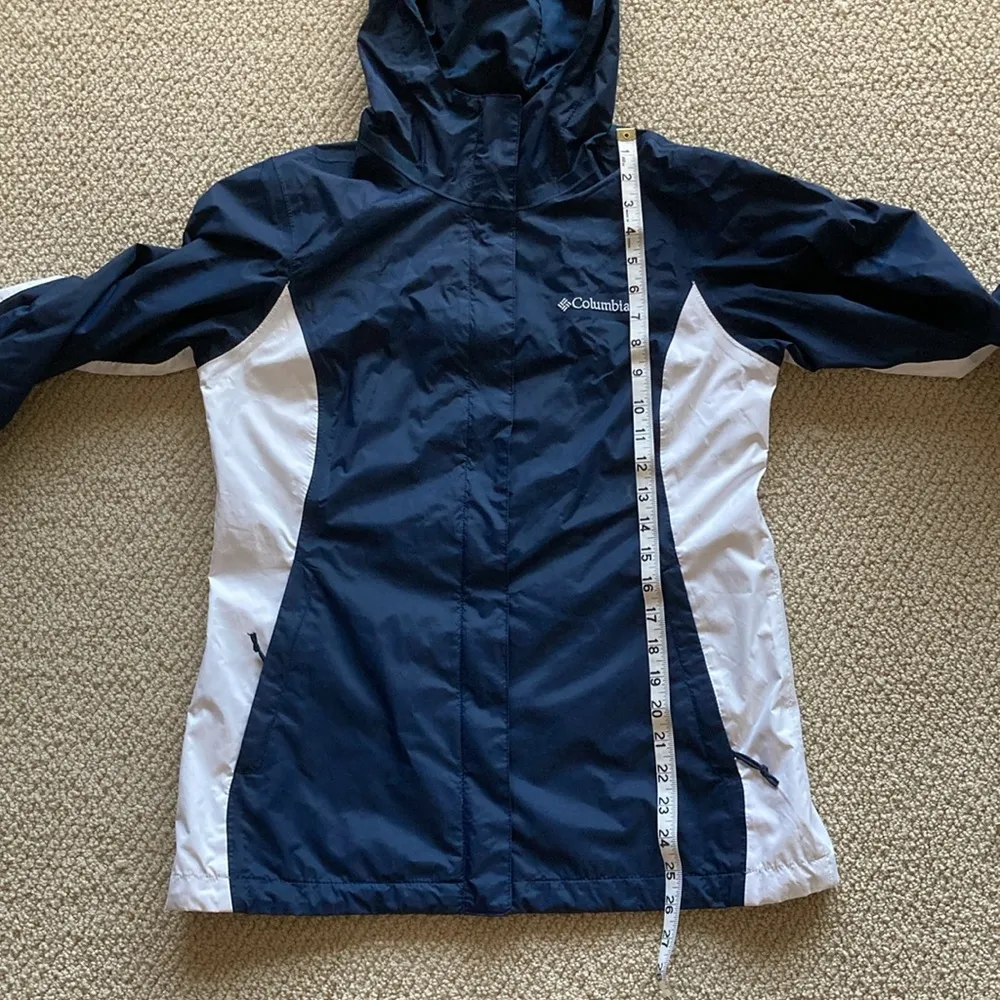 Columbia Women’s Raincoat Navy Blue White Size Small Waterproof Gear Full Zip - Image 5