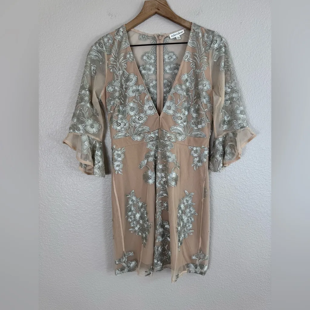 Free People x For love & Lemons Temecula Mini Dress Silver Lace Large $248 - Image 10