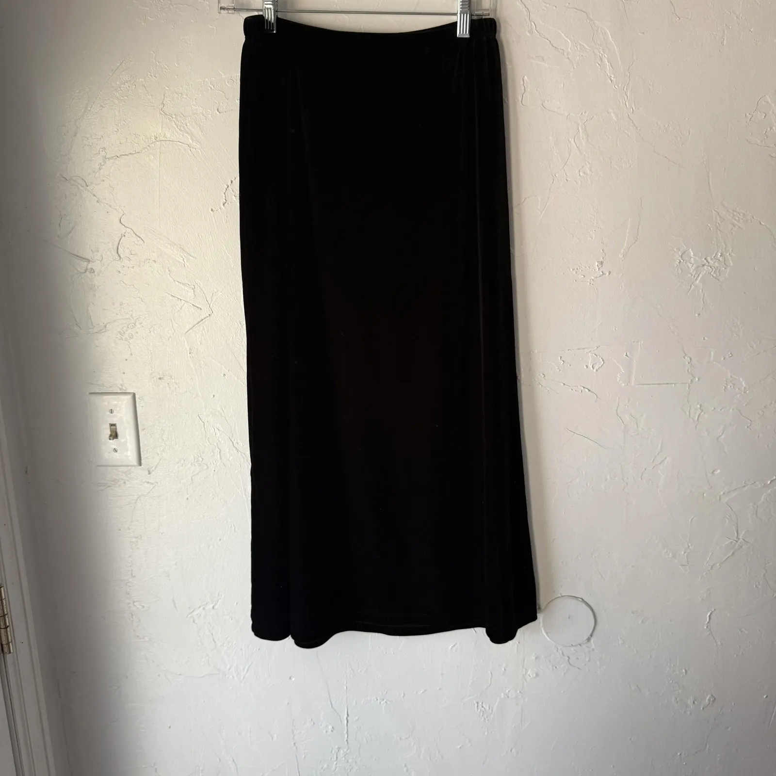 White Stag Skirt Vintage 90s Small Black Velvet Maxi Pull On Stretch Witchy Vamp - Image 7