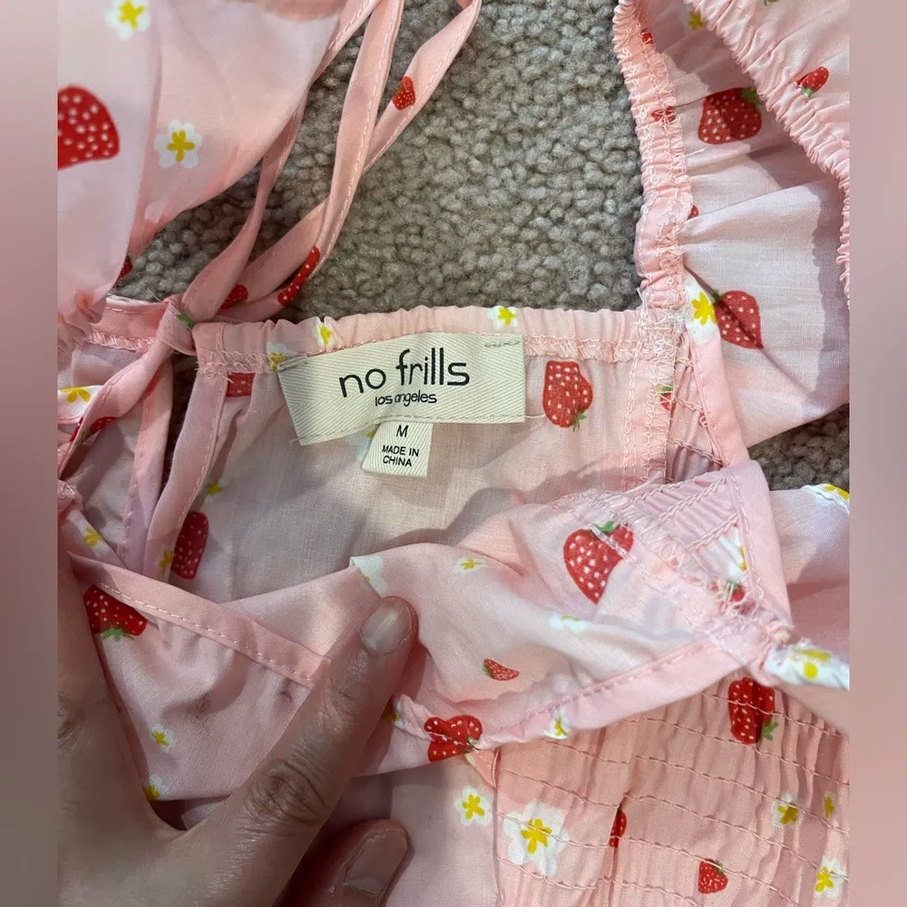 NO FRILLS Junior Strawberry Crop Tank Top Pink Size undefined - Image 2