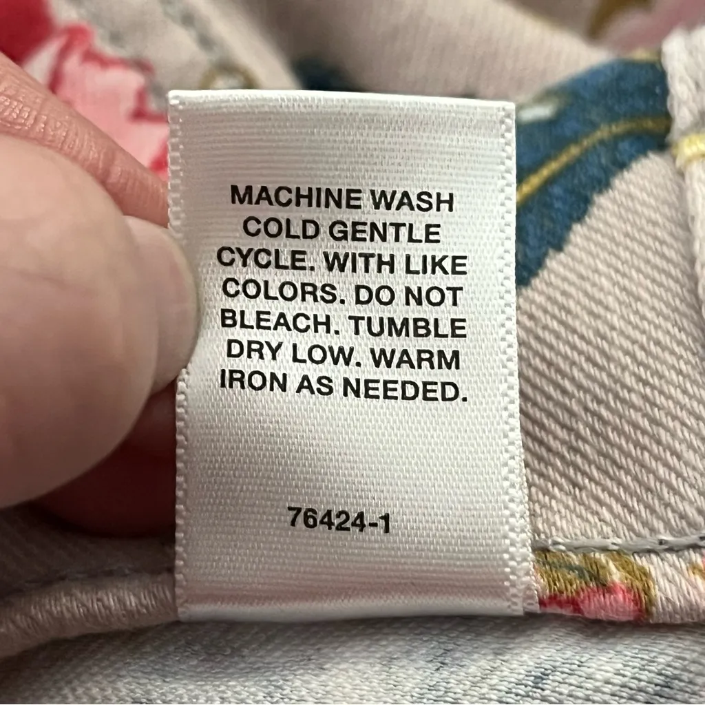 Mixit Pull-On Stretch Cropped Pants Faux Pockets Floral Print XL - Image 4