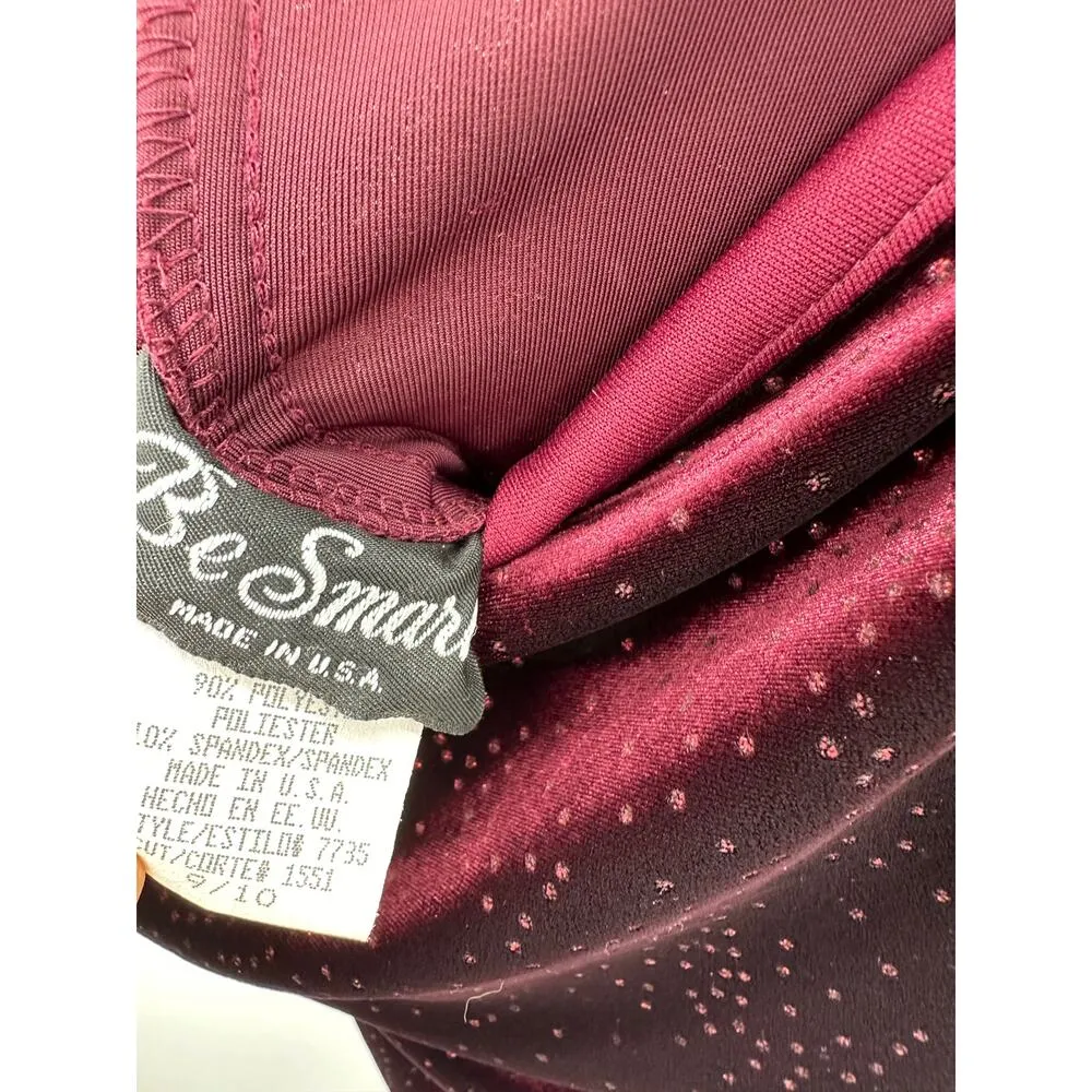 Be Smart Made in USA Maroon Velvet Sparkle Maxi Halter Dress Slit Gown Size 9/10 Red - Image 8