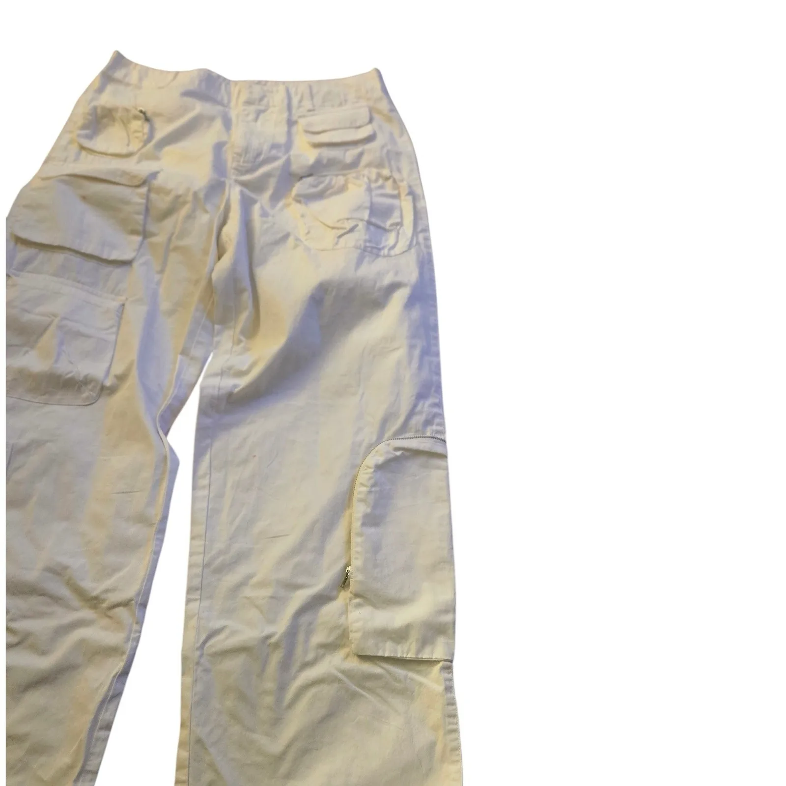 BDG Baggy Cargo Pants Women Cream Utility Pockets Wide Leg Casual Comfort Size M Tan - Image 3
