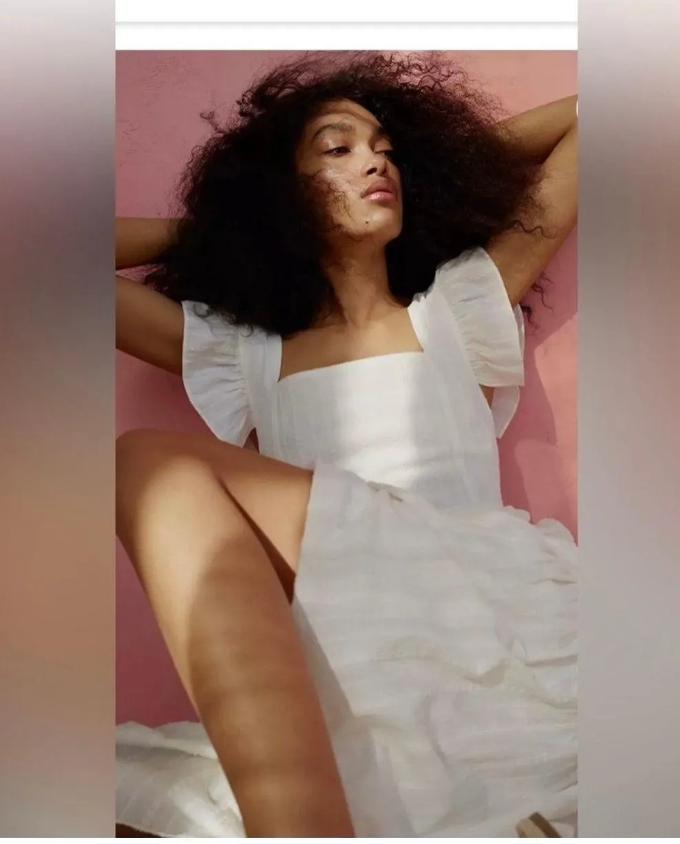 Madewell Ruffle-Strap Tiered Midi Dress - Textural Stripe XL (new) - Image 5