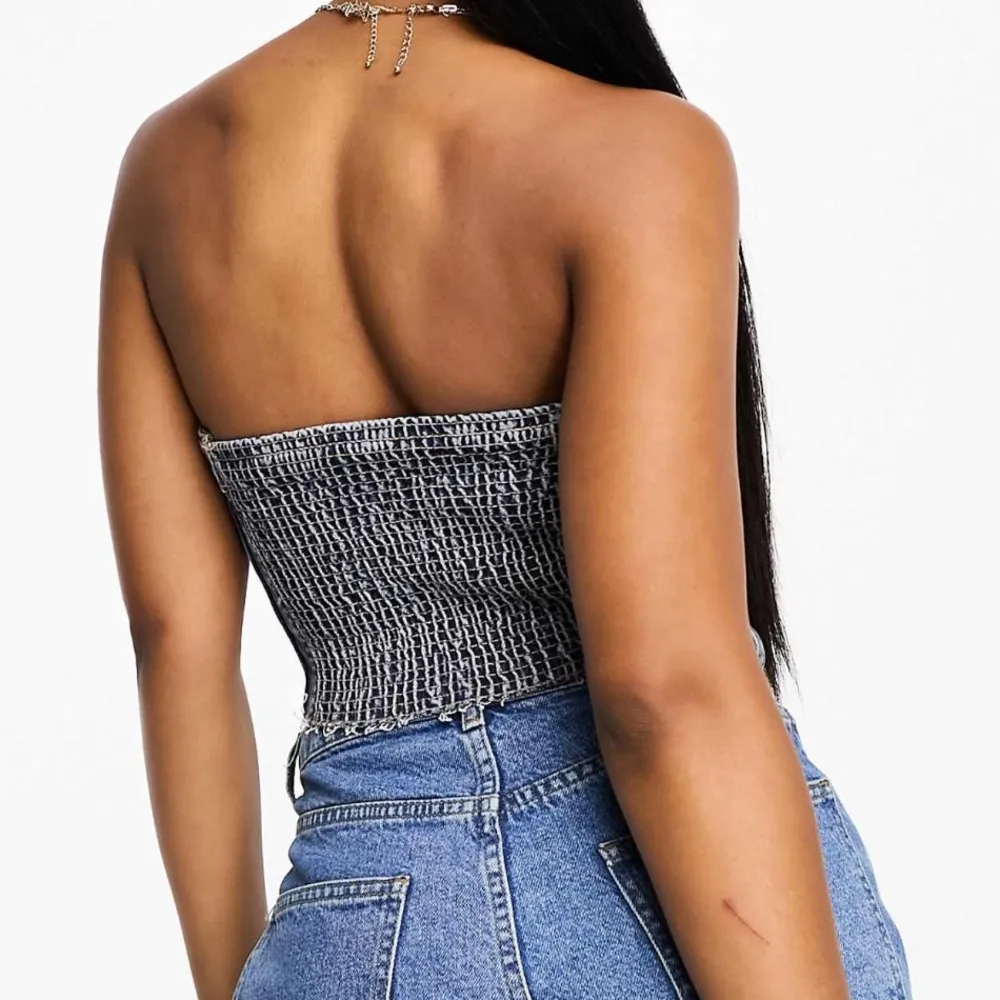 Stradivarius / ASOS purchased / denim zip through corset top / medium blue - Image 4