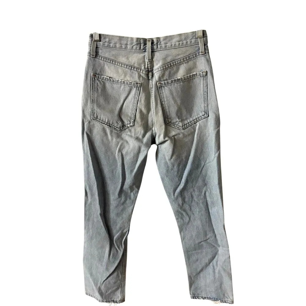 AGOLDE Riley High Rise Distressed Straight Crop Jean 24 Women’s Clear Skies Blue - Image 3