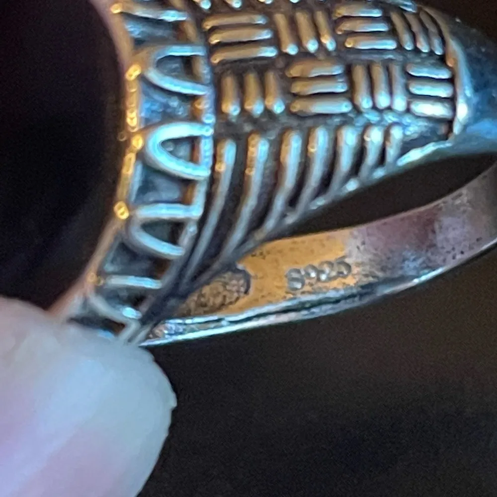 Cool black obsidian gemstone S925 silver ring size 8.5 - Image 8