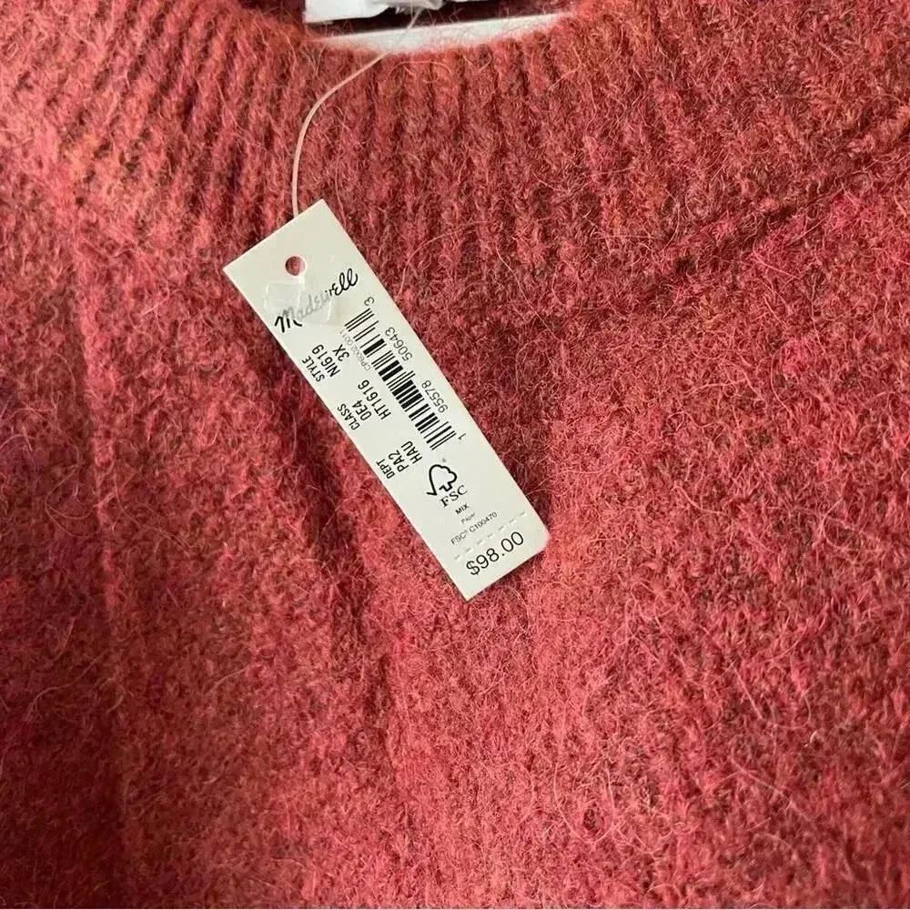 Madewell Plus Alpaca Wool Cable Havener Pullover Sweater Heather Auburn 3X NWT - Image 8