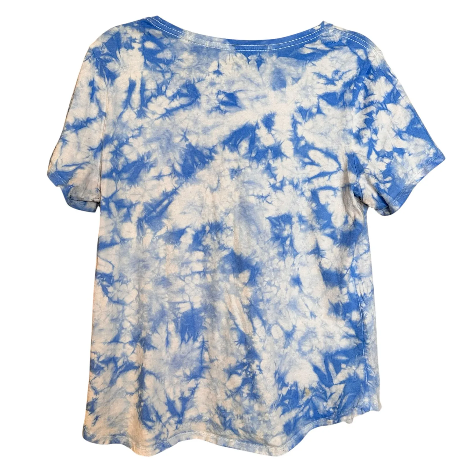 Old Navy Sunshine & Smoothies Blue Tie Dye Cotton Short Sleeve T-shirt Sz Large - Image 3