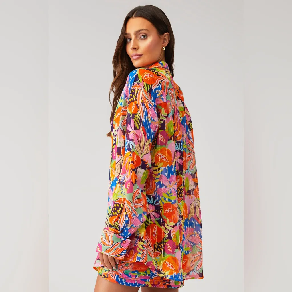 Rococo Sand Plum Shirt size Large button down metallic Retrofete fashion pass Red - Image 3