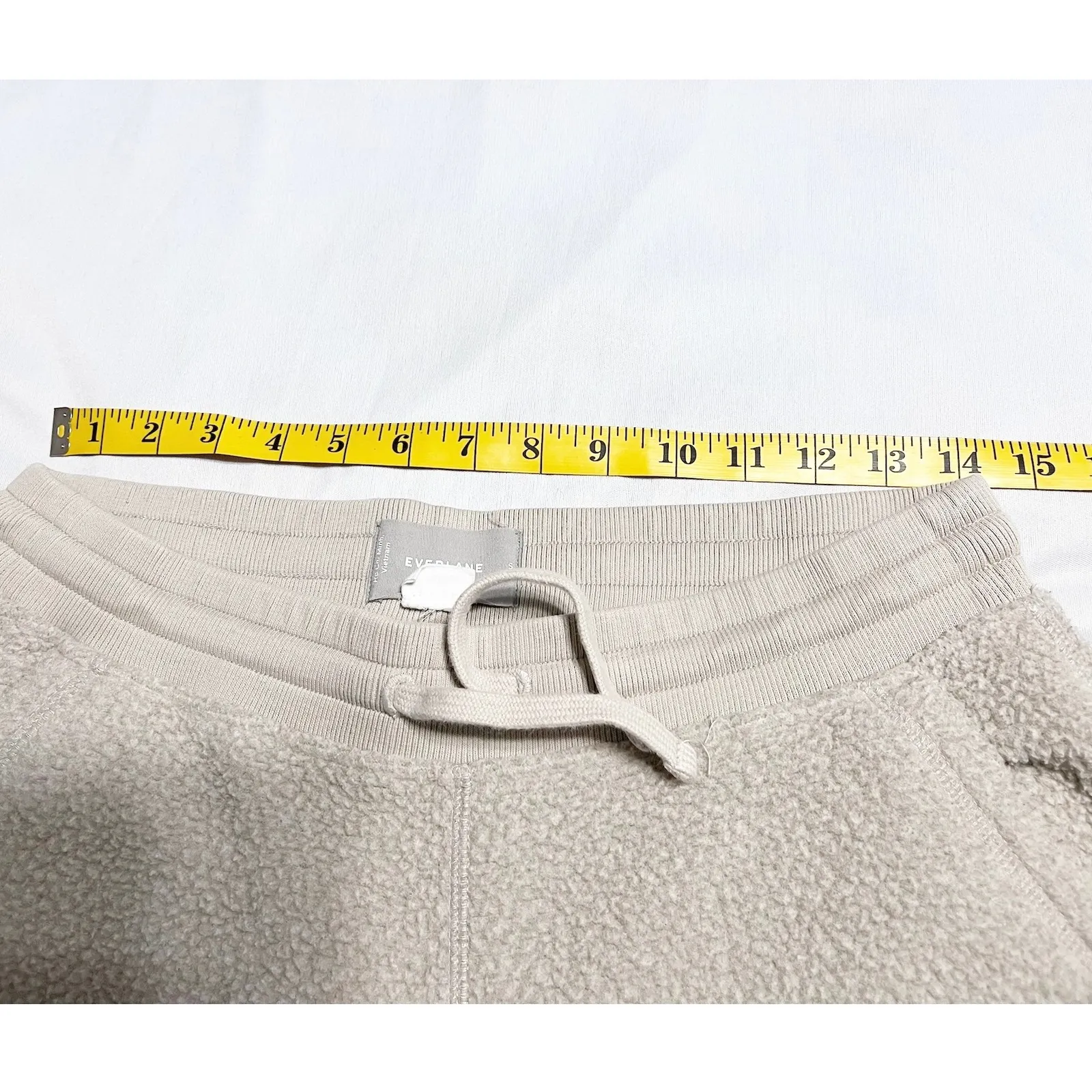 Everlane ReNew‎ Sherpa Fleece Pants Womens Size S Drawstring Cozy Lounge Oatmeal - Image 8